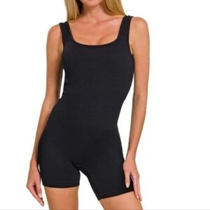 Gypsy + Jade/ Black Ribbed Sleeveless Romper/ Size US S/M
